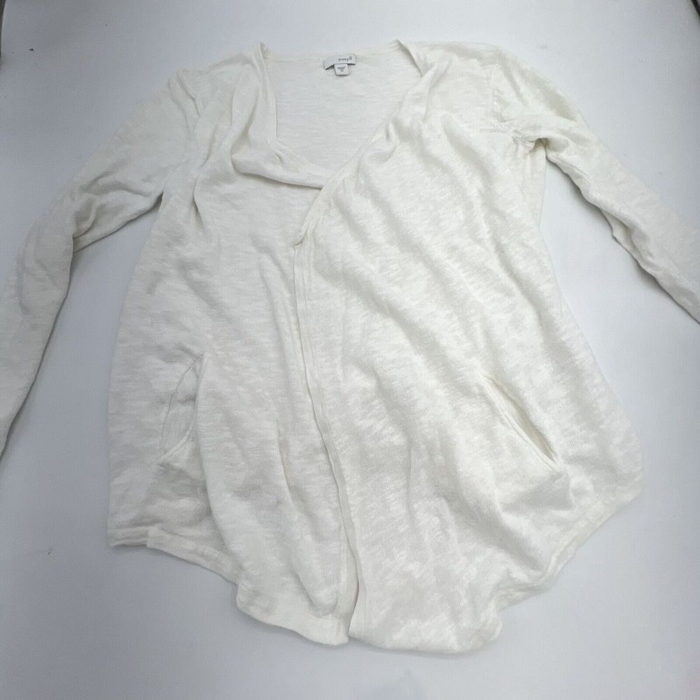 J Jill Linen Blend WhiteโOpen Waterfall Cardigan Size XS Pure Jill